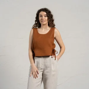 Blouse en lin avec rubans latéraux Audrey