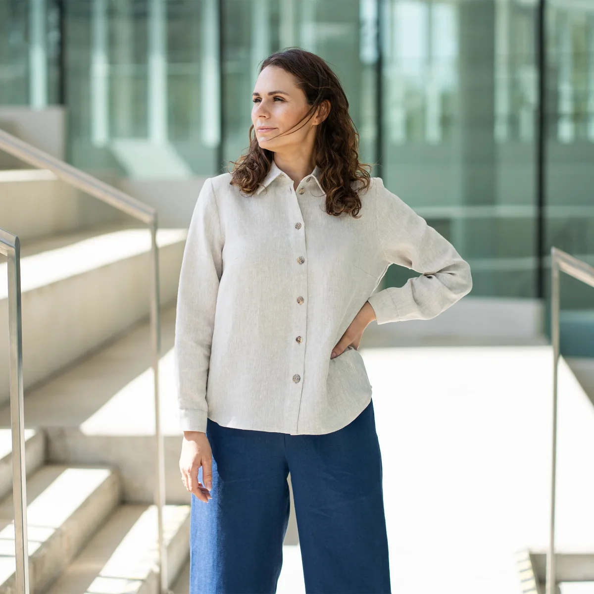 Chemise en lin à manches longues Rebeca – Image 4